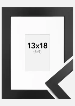 Ramme Black Wood 13x18 cm - Passepartout Hvid 7x10 cm