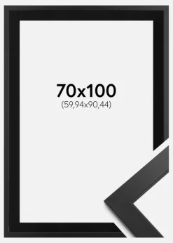 Ramme Black Wood 70x100 cm - Passepartout Sort 24x36 inches