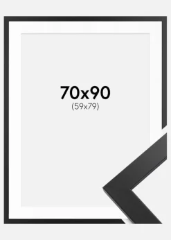 Ramme Black Wood 70x90 cm - Passepartout Hvid 60x80 cm