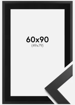 Ramme Black Wood 60x90 cm - Passepartout Sort 50x80 cm