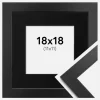 Ramme Black Wood 18x18 cm - Passepartout Sort 12x12 cm