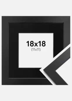 Ramme Black Wood 18x18 cm - Passepartout Sort 12x12 cm