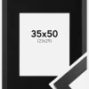 Ramme Black Wood 35x50 cm - Passepartout Sort 24x30 cm