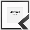 Ramme Black Wood 40x40 cm - Passepartout Hvid 25x25 cm