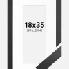 Ramme Black Wood 18x35 cm - Passepartout Hvid 4x10 inches