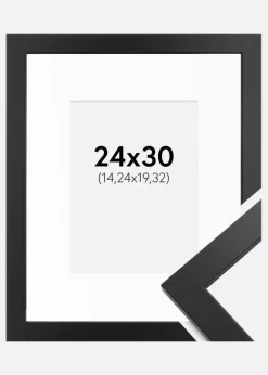 Ramme Black Wood 24x30 cm - Passepartout Hvid 6x8 inches