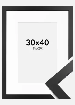 Ramme Black Wood 30x40 cm - Passepartout Hvid 20x30 cm