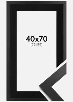 Ramme Black Wood 40x70 cm - Passepartout Sort 30x60 cm