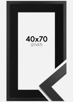 Ramme Black Wood 40x70 cm - Passepartout Sort 28x58 cm