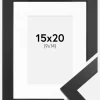 Ramme Black Wood 15x20 cm - Passepartout Hvid 10x15 cm