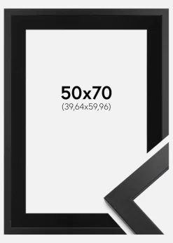 Ramme Black Wood 50x70 cm - Passepartout Sort 16x24 inches