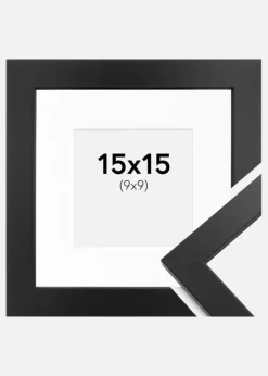 Ramme Black Wood 15x15 cm - Passepartout Hvid 10x10 cm