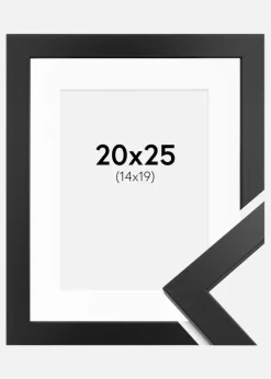 Ramme Black Wood 20x25 cm - Passepartout Hvid 15x20 cm
