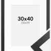 Ramme Black Wood 30x40 cm - Passepartout Hvid 21x30 cm