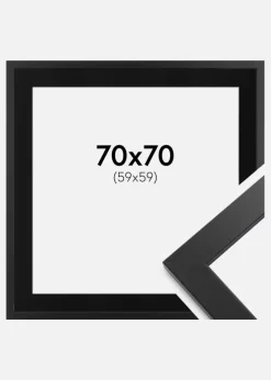 Ramme Black Wood 70x70 cm - Passepartout Sort 60x60 cm