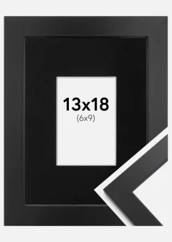 Ramme Black Wood 13x18 cm - Passepartout Sort 7x10 cm