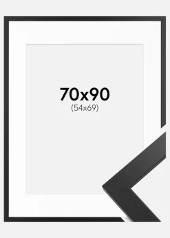 Ramme Black Wood 70x90 cm - Passepartout Hvid 55x70 cm