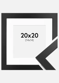 Ramme Black Wood 20x20 cm - Passepartout Hvid 15x15 cm