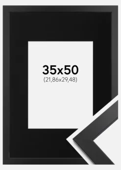 Ramme Black Wood 35x50 cm - Passepartout Sort 9x12 inches
