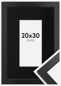 Ramme Black Wood 20x30 cm - Passepartout Sort 10x20 cm