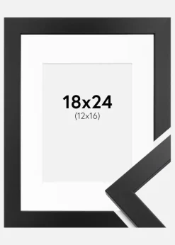 Ramme Black Wood 18x24 cm - Passepartout Hvid 13x17 cm