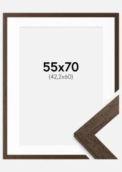 Ramme Brown Wood 55x70 cm - Passepartout Hvid 43,2x61 cm (A2+)