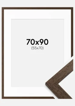 Ramme Brown Wood 70x90 cm - Passepartout Hvid 56x71 cm