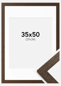 Ramme Brown Wood 35x50 cm - Passepartout Hvid 30x35 cm