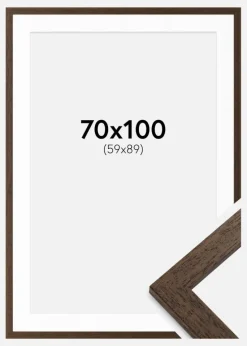 Ramme Brown Wood 70x100 cm - Passepartout Hvid 60x90 cm