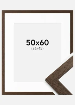 Ramme Brown Wood 50x60 cm - Passepartout Hvid 37x46 cm