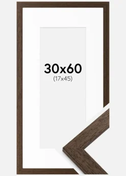 Ramme Brown Wood 30x60 cm - Passepartout Hvid 18x46 cm