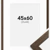 Ramme Brown Wood 45x60 cm - Passepartout Hvid 32x45 cm