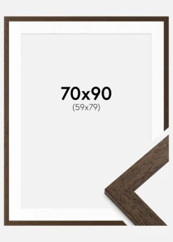 Ramme Brown Wood 70x90 cm - Passepartout Hvid 60x80 cm