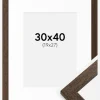 Ramme Brown Wood 30x40 cm - Passepartout Hvid 20x28 cm
