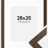 Ramme Brown Wood 28x35 cm - Passepartout Hvid 8x10 inches