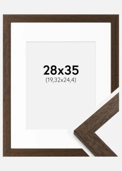 Ramme Brown Wood 28x35 cm - Passepartout Hvid 8x10 inches