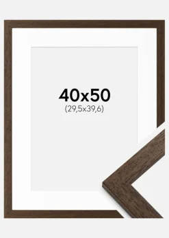 Ramme Brown Wood 40x50 cm - Passepartout Hvid 12x16 inches