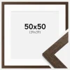 Ramme Brown Wood 50x50 cm - Passepartout Hvid 40x40 cm