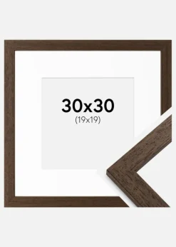 Ramme Brown Wood 30x30 cm - Passepartout Hvid 20x20 cm