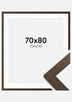 Ramme Brown Wood 70x80 cm - Passepartout Hvid 60x70 cm