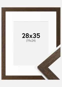 Ramme Brown Wood 28x35 cm - Passepartout Hvid 20x25 cm
