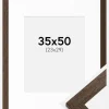 Ramme Brown Wood 35x50 cm - Passepartout Hvid 24x30 cm