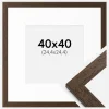 Ramme Brown Wood 40x40 cm - Passepartout Hvid 10x10 inches