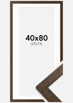 Ramme Brown Wood 40x80 cm - Passepartout Hvid 30x74 cm
