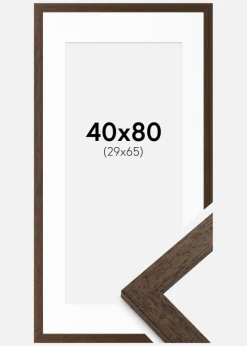 Ramme Brown Wood 40x80 cm - Passepartout Hvid 30x66 cm