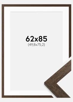 Ramme Brown Wood 62x85 cm - Passepartout Hvid 20x30 inches