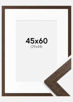 Ramme Brown Wood 45x60 cm - Passepartout Hvid 30x45 cm