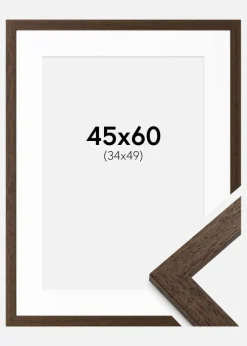Ramme Brown Wood 45x60 cm - Passepartout Hvid 35x50 cm