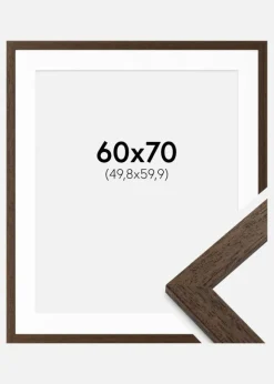 Ramme Brown Wood 60x70 cm - Passepartout Hvid 20x24 inches