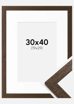 Ramme Brown Wood 30x40 cm - Passepartout Hvid 20x30 cm